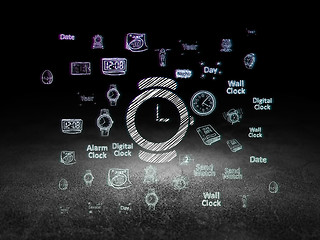 Image showing Timeline concept: Hand Watch in grunge dark room