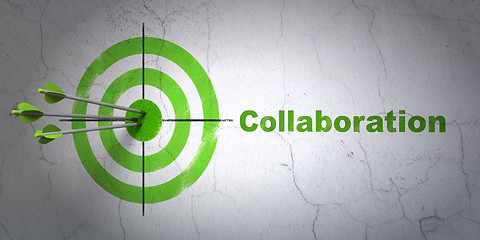 Image showing Finance concept: target and Collaboration on wall background