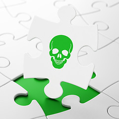 Image showing Medicine concept: Scull on puzzle background