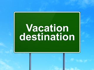 Image showing Tourism concept: Vacation Destination on road sign background