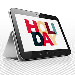 Image showing Vacation concept: Tablet Computer with Holiday on  display
