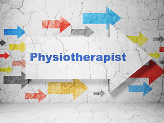 Image showing Healthcare concept: arrow with Physiotherapist on grunge wall background
