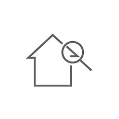 Image showing House and magnifying glass line icon.