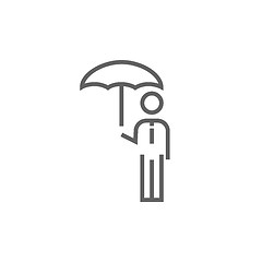 Image showing Businessman with umbrella line icon.