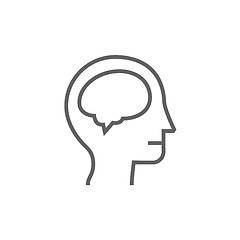 Image showing Human head with brain line icon.