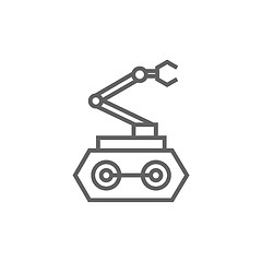 Image showing Industrial mechanical robot arm line icon.