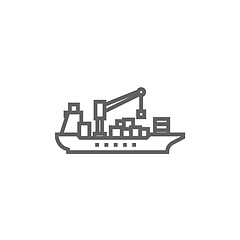 Image showing Cargo container ship line icon.