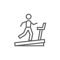 Image showing Man running on treadmill line icon.