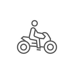 Image showing Man riding motorcycle line icon.