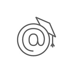 Image showing Graduation cap with at sign line icon.