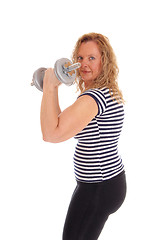 Image showing Woman workout with dumbbells.