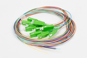 Image showing green fiber optic SC connectors