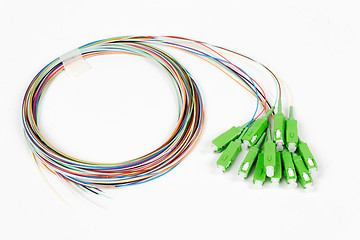 Image showing green fiber optic SC connectors