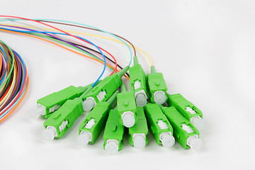 Image showing green fiber optic SC connectors