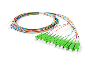 Image showing green fiber optic SC connectors