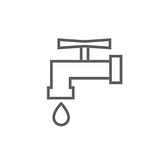 Image showing Faucet with water drop line icon.