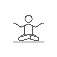 Image showing Man meditating in lotus pose line icon.