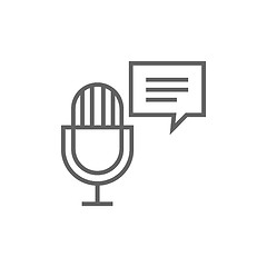 Image showing Microphone with speech square line icon.