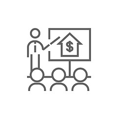 Image showing Real estate training line icon.