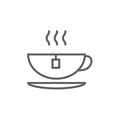 Image showing Hot tea in cup line icon.