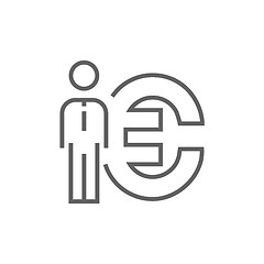 Image showing Businessman standing beside the Euro symbol line icon.