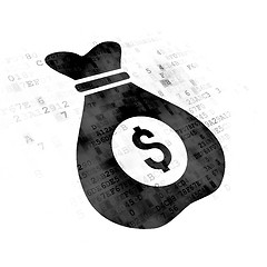 Image showing Finance concept: Money Bag on Digital background