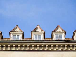 Image showing Facade of house with blue sky