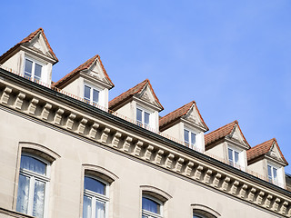 Image showing Facade of house with blue sky