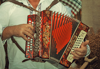 Image showing Russian folk instrument - the accordion.