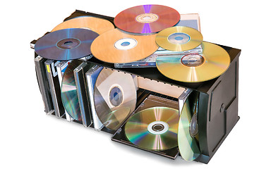 Image showing Compact discs in the storage container.