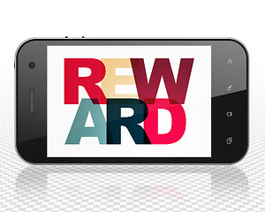 Image showing Business concept: Smartphone with Reward on  display