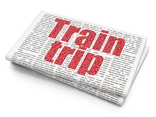 Image showing Tourism concept: Train Trip on Newspaper background