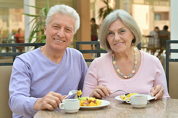 Image showing Mature couple at restaurant