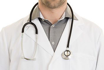 Image showing Close up of male doctor with stethoscope