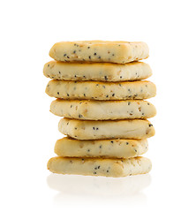 Image showing Stack of square crackers isolated