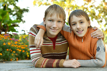 Image showing Two brothers in park