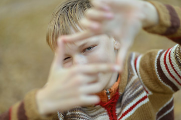 Image showing Boy in autumn park