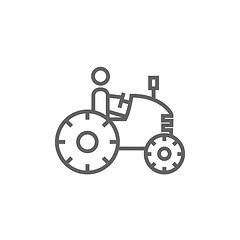 Image showing Man driving tractor line icon.