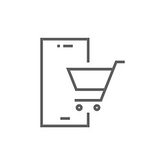 Image showing Online shopping line icon.