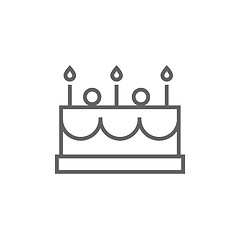 Image showing Birthday cake with candles line icon.