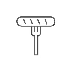 Image showing Sausage on fork line icon.