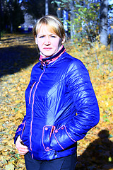 Image showing modern fashionable woman in blue jacket