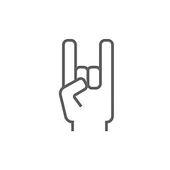 Image showing Rock and roll hand sign line icon.