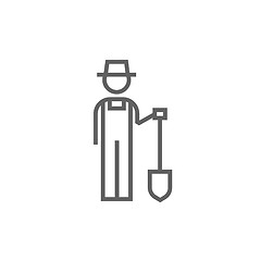 Image showing Farmer with shovel line icon.