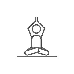 Image showing Man meditating in lotus pose line icon.