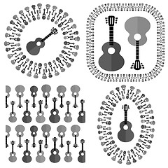 Image showing Set of Different Acoustic Guitars Silhouettes