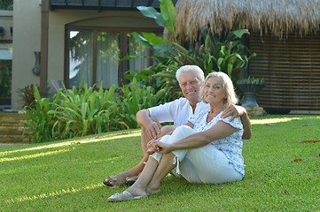 Image showing Senior couple near hotel resort