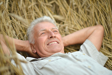 Image showing Mature man enjoying on nature