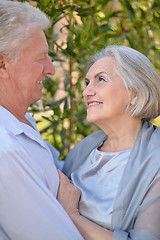 Image showing Senior couple near hotel resort