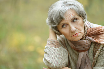 Image showing  sad old woman